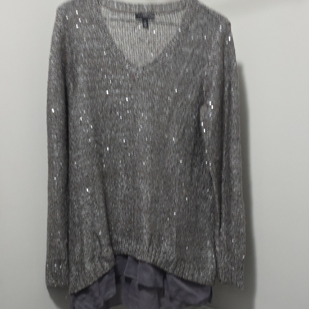 The Limited Silver V-Neck Sweater